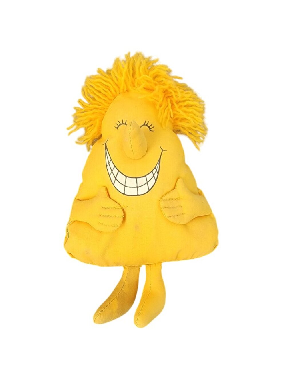 Hallmark Vintage 1986 Button Buddies Yellow Bean Bag Plush Toy Doll Yellow Stitc
